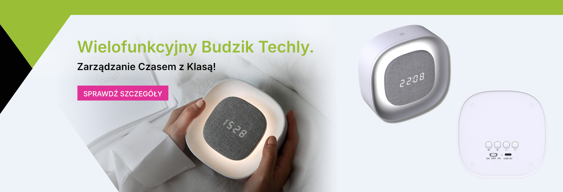 Budzik z podświetleniem Led - Techly